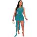 New Women's Sexy Dress Mesh Dress Bandage Dresses Sleeveless Mini Dress Elastic Solid Color Sexy Night Party Dress