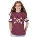 Youth Jolly Roger Skull & Crossbones Football Fine Jersey T-Shirt