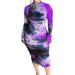 Alloet Women Tie Dye Print Slim Dress Long Sleeve Midi Dresses