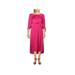 INC Womens Pink Solid 3/4 Sleeve Off Shoulder Tea-Length Blouson Dress Size XL