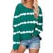 Women Long Sleeve Blouse Striped Pullover Tie Dye Ladies Casual Loose Blouse Top
