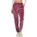 Women Winter Velour Pants Pajama Pant Super Soft Plush Comfy Velour Pants Women Jogger Sweatpants High Waist Yoga Trousers Solid Elastic Sports Pants Joggers Pants with Pockets (Only Pant)