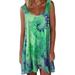 Sexy Dance Summer Boho Dress Sleeveless Tie Dye Gradient Tank Top Mini Dress Sexy Night Out Dresses S-XXXL Green XXL(US 16-18)