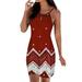 Womens Short Floral Halter Dress Summer Keyhole Beach Party Dress