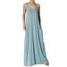 TheMogan Women's S~3X V-Neck Draped Jersey Casual Beach Cami Long Maxi Dress W Pocket