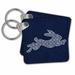 3dRose Running Jackrabbit Woodland Theme Blue and White Geometric Patterns - Key Chains, 2.25 by 2.25-inches, set of 6