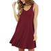 Tailored Women Casual Solid O-Neck Swing Sleeveless T-Shirt Loose Camis Dress