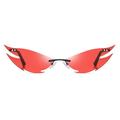 Aktudy Rimless Cat Eye Women Fashion Sunglasses Vintage Punk Eye Glasses (Red)