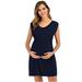 Inkach Women'S Maternity Pregnancy Sleeveless O-Neck Solid Color Dress