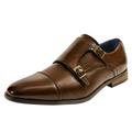 Bruno Marc Mens Business Dress Lace-up Cap toe Oxford Shoes Monk Strap Slip On Loafers US HUTCHINGSON_2 BROWN Size 7