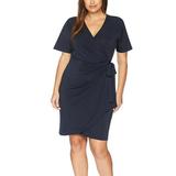 Women's Plus Size Short Sleeve V-Neck Midi Dress Tie Belted Jersey Wrap Dress for Women Girls