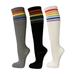 Couver Casual Wear Cotton Knee High Referee Socks Multi-Assorted Pack(Rainbow Stripes , Medium (3 Pairs))