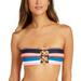 Michael Kors PERSIMMON MULTI Striped Bandeau Bikini Swim Top, US Large