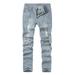 Spftem Mens Skinny Stretch Denim Pants Distressed Ripped Freyed Slim Fit Jeans Trousers