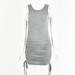 Women's Sleeveless Bodycon Ruched Short Dress Side Drawstring Solid Crew Neck Casual Tank Shirt Mini Dresses