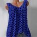 Jocestyle Summer Women Dot Print Tank Top O-Neck Loose Vest Tops Pullover (Blue S)