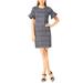 Calvin Klein Plaid Flutter-Sleeve Sheath Dress Black