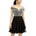 City Studios Juniors' Off-Shoulder Layer-Skirt Dress, Black/Silver, 15