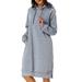 UKAP Long Sleeve Hooded Pockets Tunic Dress For Ladies Pullover Hoodie Dress Tunic Sweatshirt Womens Long Sleeve Solid Color Tops Dress