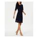 JESSICA HOWARD Womens Navy 3/4 Sleeve Crew Neck Above The Knee Fit + Flare Wear To Work Dress Size 8P