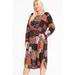 Women's Plus Size Patchwork Long Sleeve Round Hem Hidden Pocket Maxi Dress