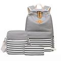 Abshoo Causal Canvas Stripe Backpack Cute Teen Backpacks For Girls School Bag - Grey Set