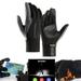 Mens Unisex Leather Gloves Touch Screen Thinsulate Lined Driving Warm Gloves