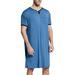 One Opening Men Short Sleeve Cotton Robes Vintage Pajamas Pockets Nightgown