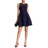 Halston Heritage Sleeveless Fit & Flare Dress, Midnight Blue, 8