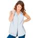 Roaman's Women's Plus Size Sleeveless Kate Big Shirt Button Down Shirt Blouse