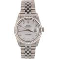 Pre-Owned Mens Satinless Steel Datejust White Mop Diamond Dial, 18kt Wg Diamond Bezel, Stainless Steel Jubilee Band, 36mm