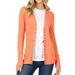 Women Classic Thin Snap Button Front V-Neck Button Down Long Sleeve Ribbed Knit Cardigan