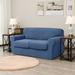 Red Barrel Studio® Elastic Textured Grid Separate Box Cushion Loveseat Slipcover in Blue | 41 H x 70 W x 42 D in | Wayfair