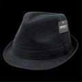 Decky 555-BLK-BLK-06 Melton Fedora Hat, Black & Black - Small & Medium