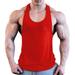 Musuos Musuos Mens gym sleeveless shirt Y-shaped vest sports fitness bodybuilding sports vest undershirt