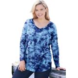 Plus Size Women's Washed Thermal V-Neck Tee by Woman Within in Navy Tie-dye (Size 14/16) Shirt