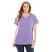 Plus Size Women's Eyelet Henley Tee by Woman Within in Soft Iris (Size M) Shirt