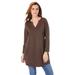 Plus Size Women's Y-Neck Ultimate Tunic by Roaman's in Chocolate (Size 2X) Long Shirt