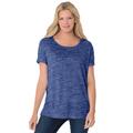 Plus Size Women's Marled Cuffed-Sleeve Tee by Woman Within in Dark Navy Marled (Size 1X) Shirt