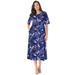 Plus Size Women's Button-Front Essential Dress by Woman Within in Navy Graphic Bloom (Size 3X)