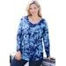 Plus Size Women's Washed Thermal V-Neck Tee by Woman Within in Navy Tie-dye (Size 34/36) Shirt