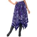 Plus Size Women's Handkerchief Hem Skirt by Roaman's in Violet Floral Scarf (Size 24 W) Made in USA Smocked Elastic Waist