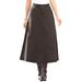 Plus Size Women's Complete Cotton A-Line Kate Skirt by Roaman's in Chocolate (Size 16 W) 100% Cotton Long Length