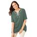 Plus Size Women's 7-Day Embroidered Layered-Look Tunic by Woman Within in Pine Flower Embroidery (Size 30/32)