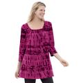 Plus Size Women's Tie-Dye Smocked Square-Neck Tunic by Woman Within in Raspberry Tie-dye (Size 26/28)