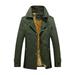 Meihuida Winter Coat Long-sleeve Trench Coat Classic Mid-length Casual Men Windbreaker