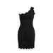 Listenwind Women's Fashion Midi Skirts Off Shoulder Sleeveless Evening Party Cocktail Swing Dress Bodycon Scallop Dress