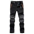 Men's Hiking Pants Water Resistant Softshell Fleece Lined Ski Solid Color Skinny Pants with 4 Zipper Pockets Belt