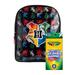 Harry Potter 15" Backpack Hogwarts School Emblems w/ Crayola Color Markers 8PK