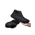 LUXUR Mens Leather Shoes Casual Work Boots Hand Stitching Outdoor Driving Ankle Boots